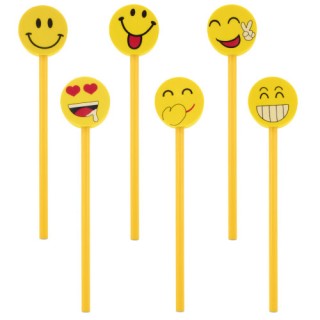 Lápices con forma de emoticonos publicitarios / pack 6 uds.